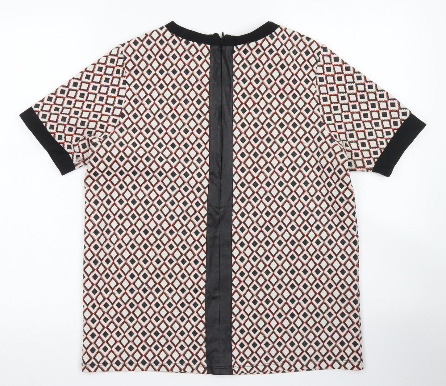 River Island Womens Ivory Argyle/Diamond Polyester Basic Blouse Size 10 Crew Neck
