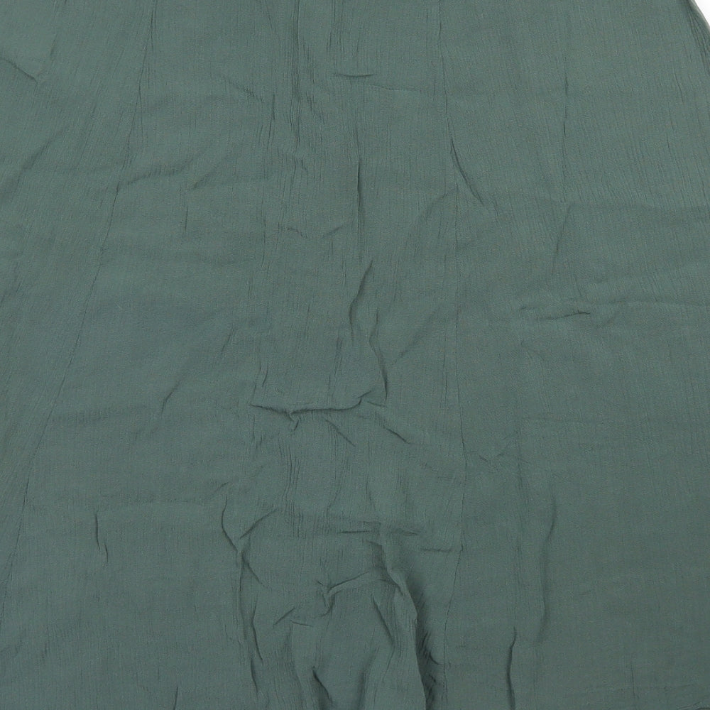 Preworn Womens Green  Viscose Flare Skirt Size 20   Button