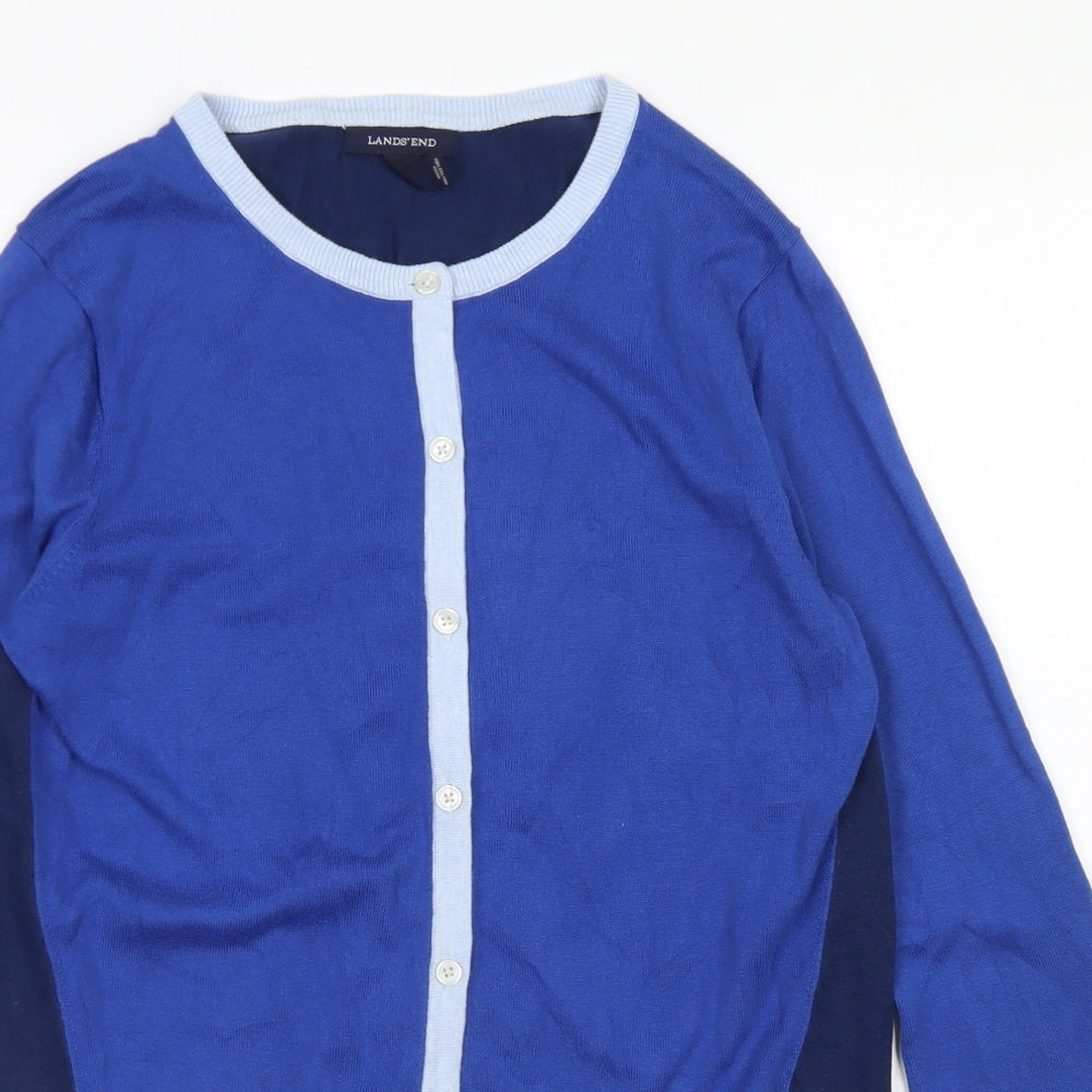 Lands' End Womens Blue Crew Neck  Cotton Pullover Jumper Size S