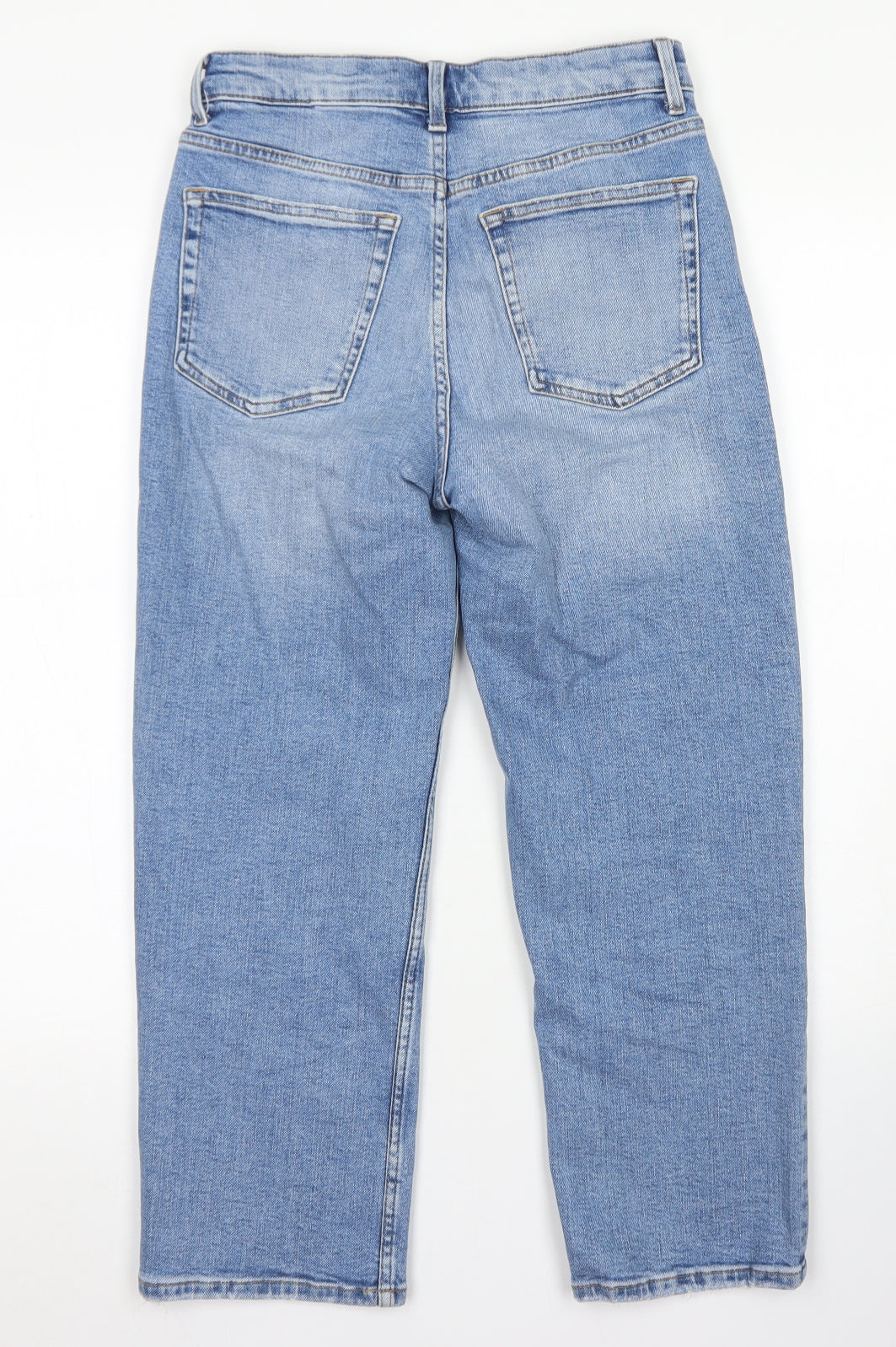 M&S Womens Blue  Cotton Straight Jeans Size 8 L22 in Regular Button - Short Leg