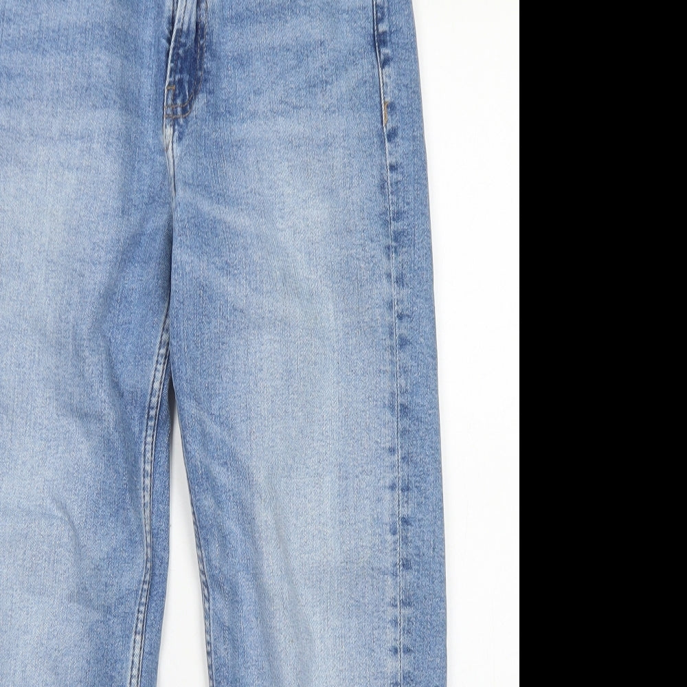 M&S Womens Blue  Cotton Straight Jeans Size 8 L22 in Regular Button - Short Leg