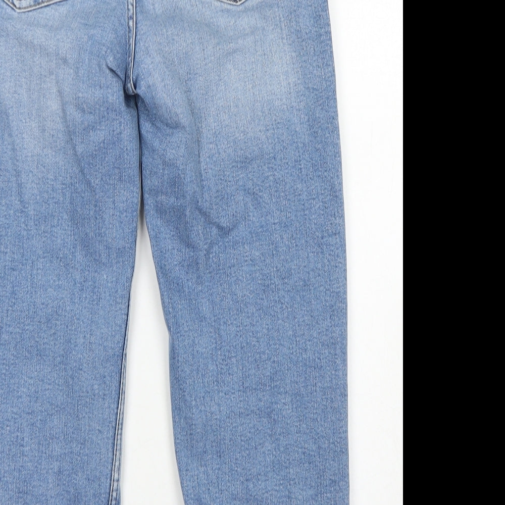 M&S Womens Blue  Cotton Straight Jeans Size 8 L22 in Regular Button - Short Leg