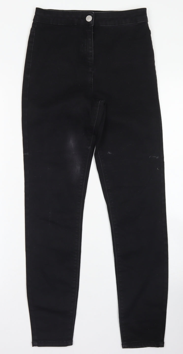 Papaya Womens Black Cotton Skinny Jeans Size 8 L27 in Regular Button