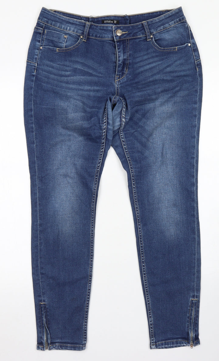 Diverse Womens Blue Cotton Skinny Jeans Size 32 in L28 in Regular Button