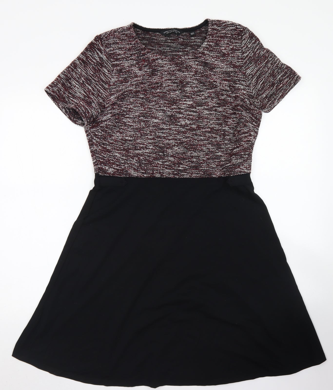 Dorothy Perkins Womens Black Colourblock Cotton Skater Dress  Size 14  Crew Neck