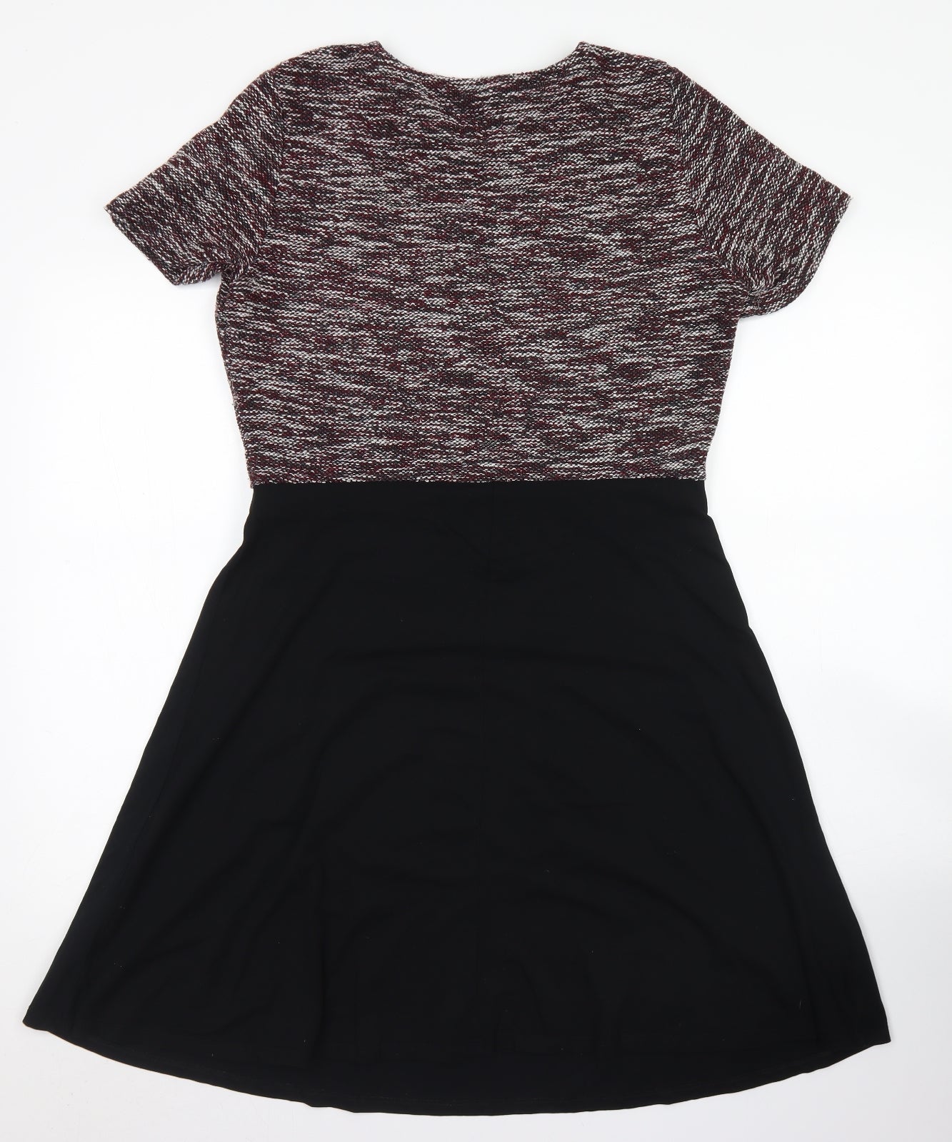 Dorothy Perkins Womens Black Colourblock Cotton Skater Dress  Size 14  Crew Neck