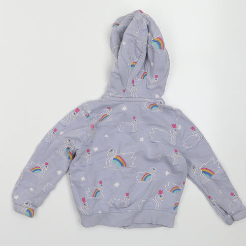 Marks and Spencer Girls Pink Geometric Cotton Full Zip Hoodie Size 2-3 Years  Zip - Swan Print