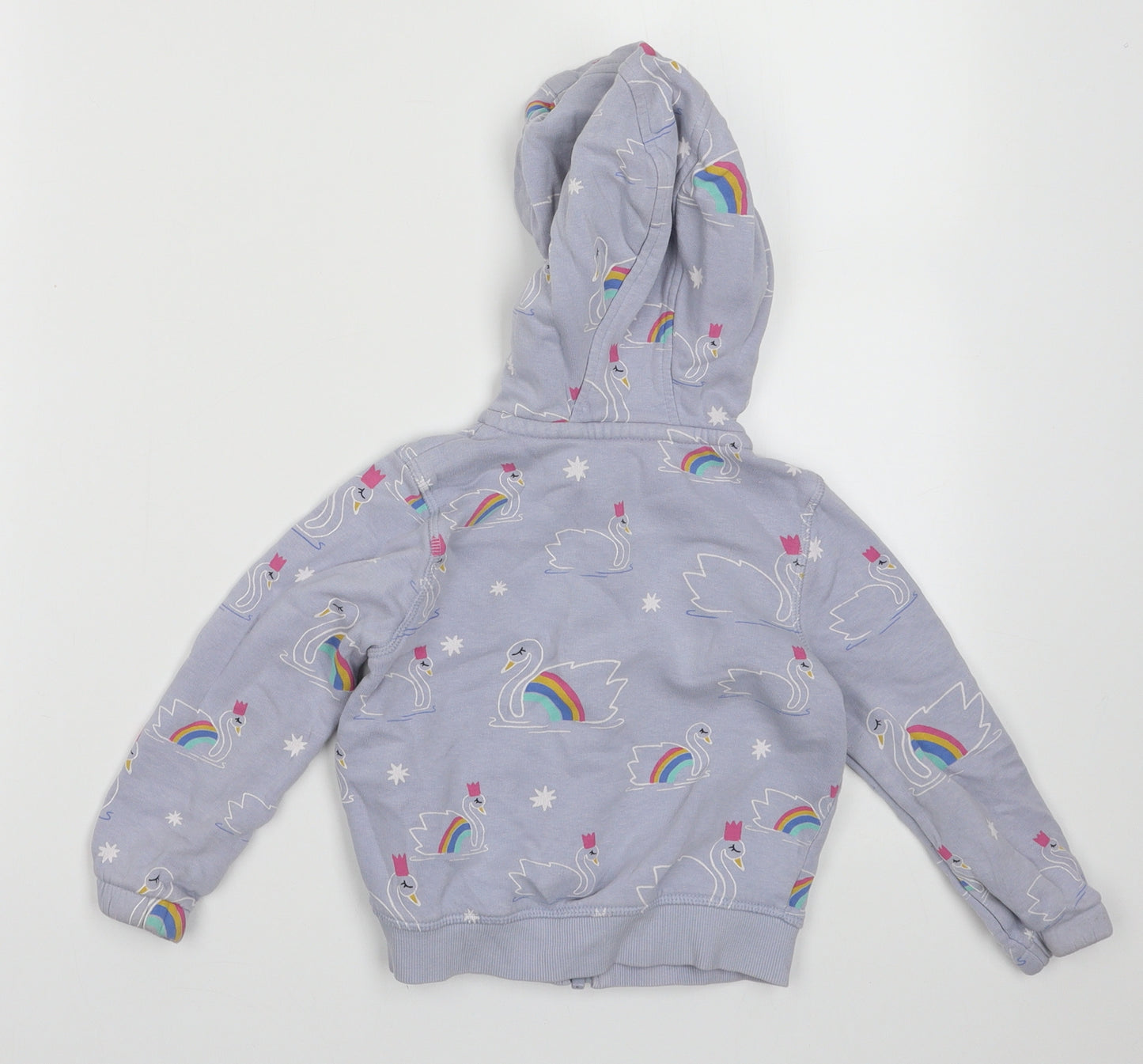 Marks and Spencer Girls Pink Geometric Cotton Full Zip Hoodie Size 2-3 Years  Zip - Swan Print