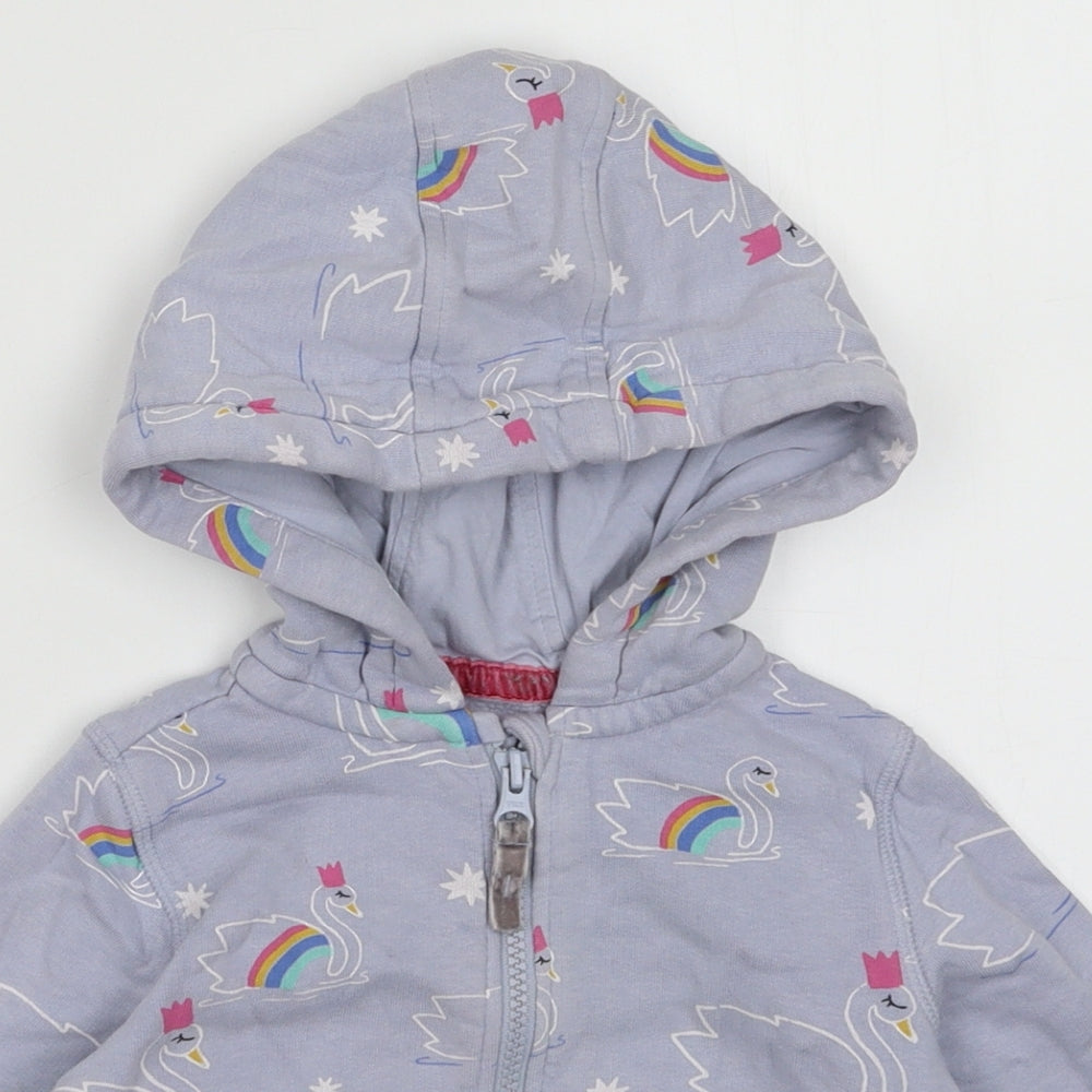 Marks and Spencer Girls Pink Geometric Cotton Full Zip Hoodie Size 2-3 Years  Zip - Swan Print