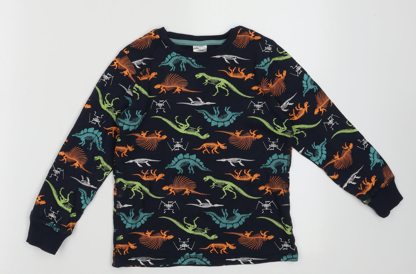 Lily & Dan Boys Blue Geometric Cotton Pullover Sweatshirt Size 7-8 Years  Pullover - Dinosaur print
