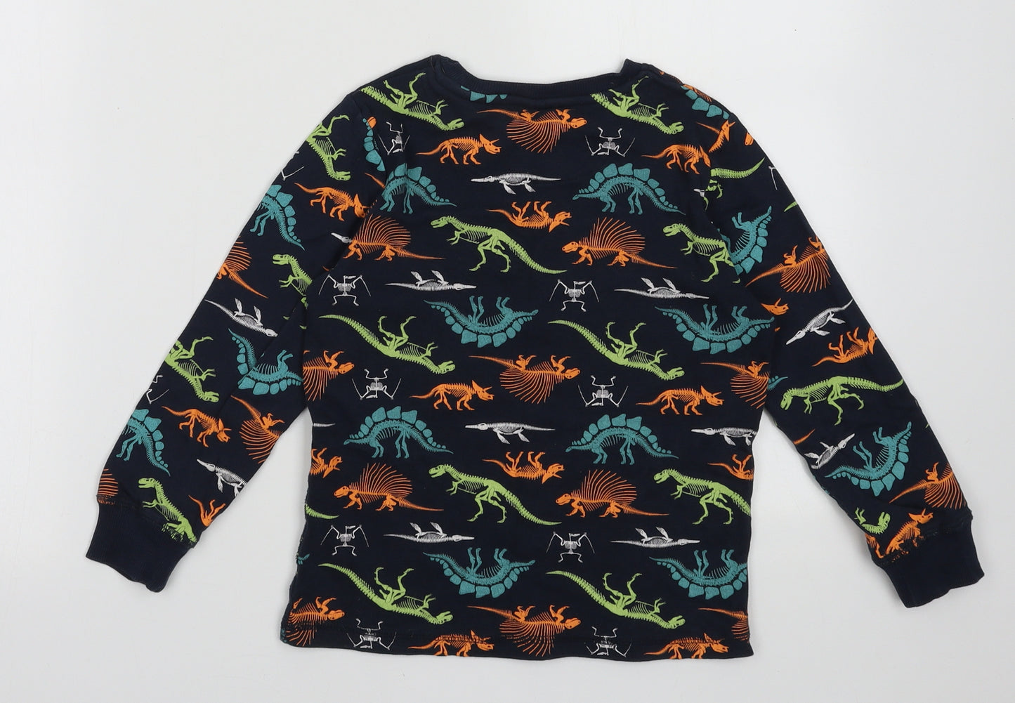 Lily & Dan Boys Blue Geometric Cotton Pullover Sweatshirt Size 7-8 Years  Pullover - Dinosaur print