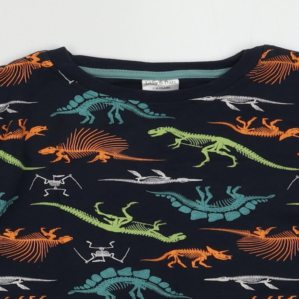 Lily & Dan Boys Blue Geometric Cotton Pullover Sweatshirt Size 7-8 Years  Pullover - Dinosaur print