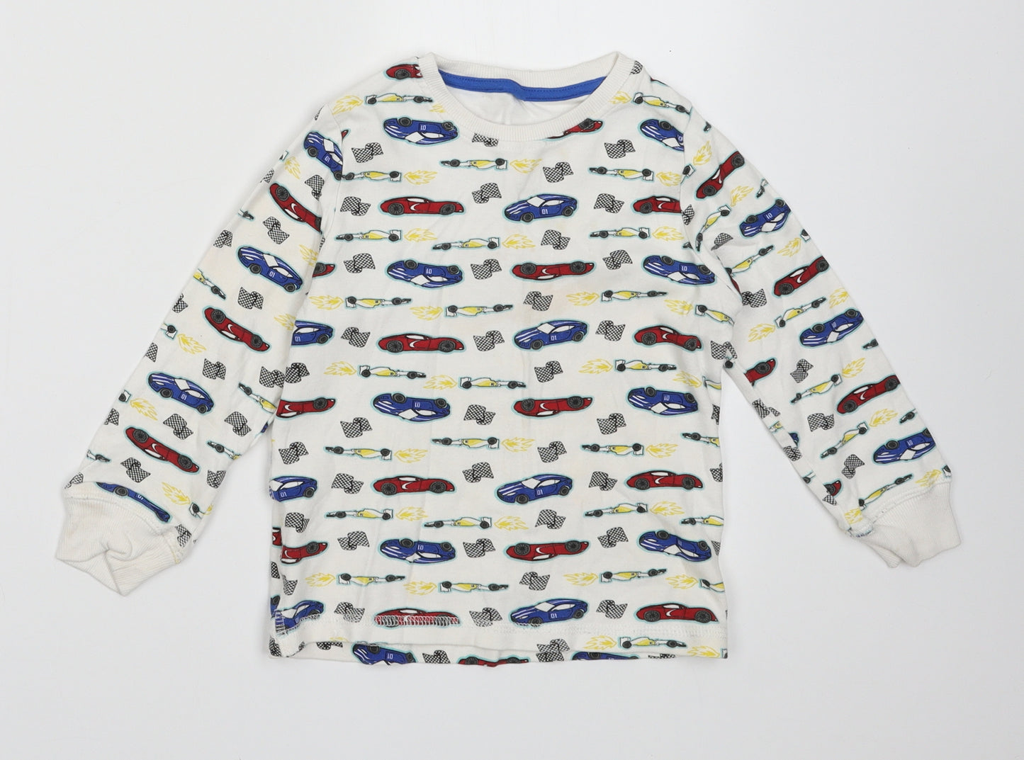 Lily& Dan Boys White Geometric Cotton Pullover Sweatshirt Size 7-8 Years  Pullover - cars