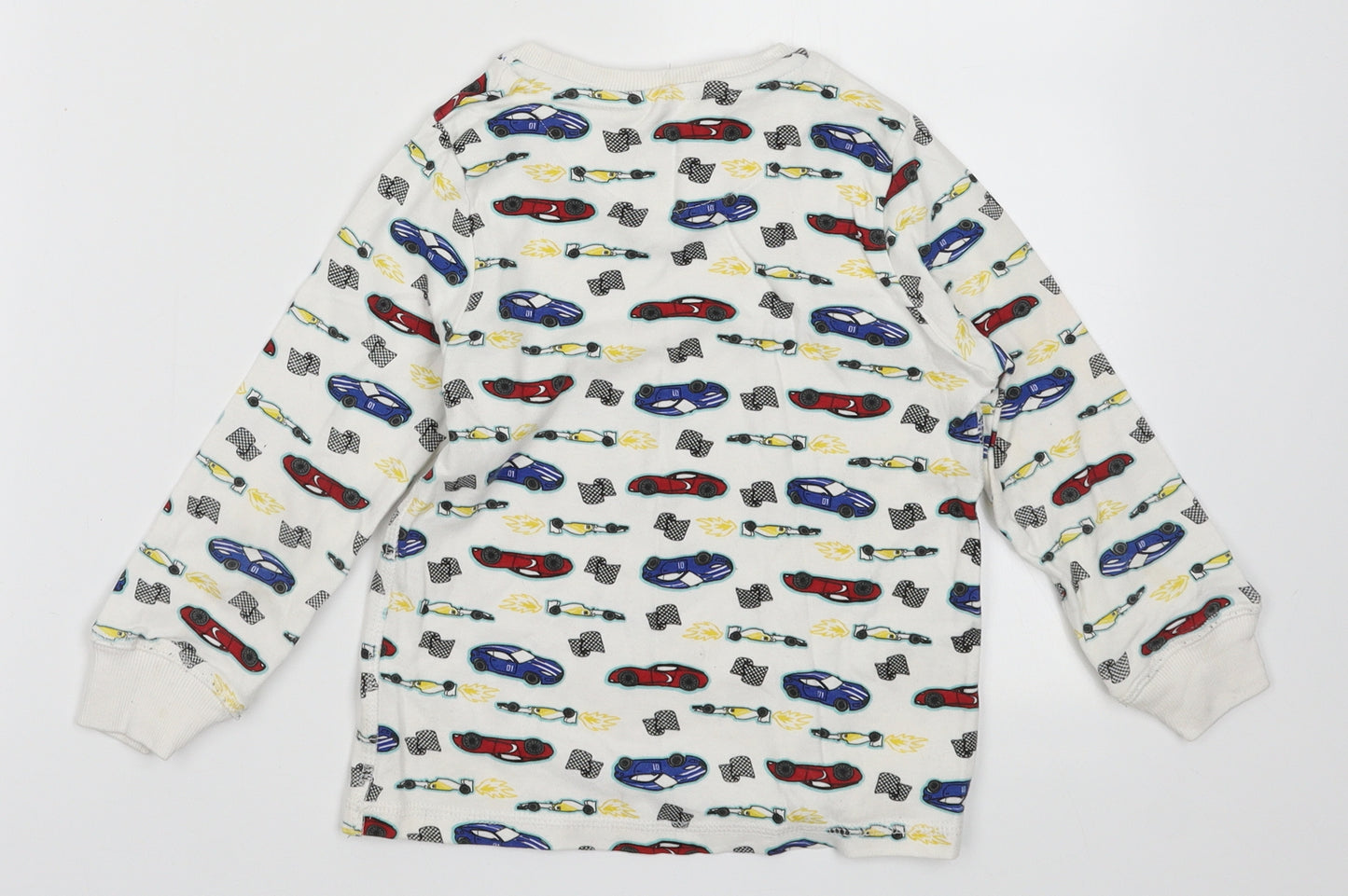 Lily& Dan Boys White Geometric Cotton Pullover Sweatshirt Size 7-8 Years  Pullover - cars