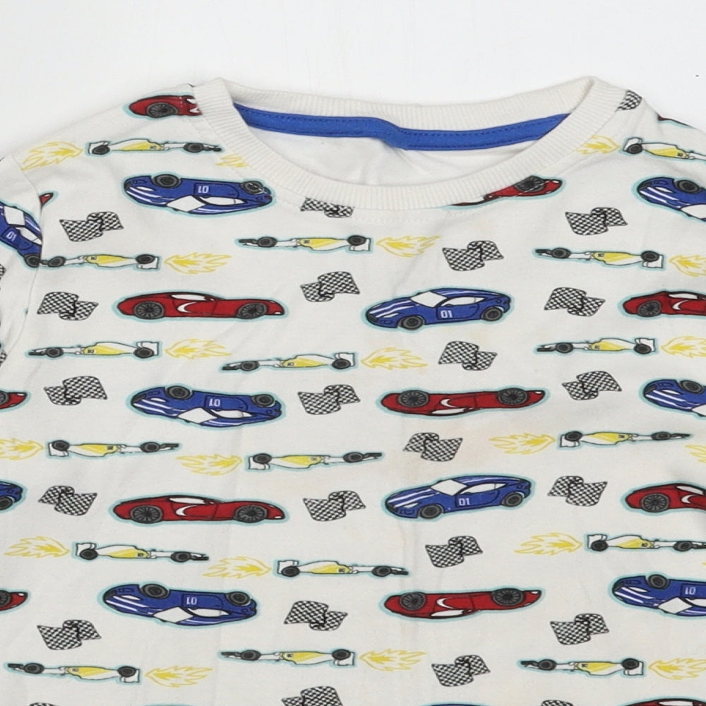 Lily& Dan Boys White Geometric Cotton Pullover Sweatshirt Size 7-8 Years  Pullover - cars