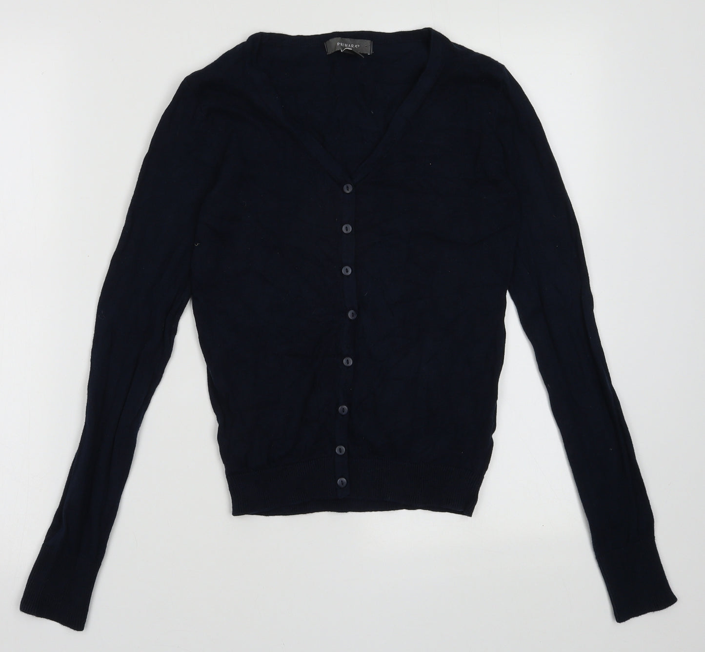 Primark Womens Blue V-Neck  Cotton Cardigan Jumper Size 4