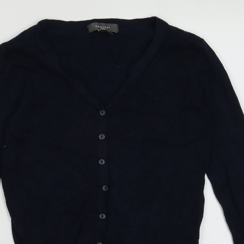 Primark Womens Blue V-Neck  Cotton Cardigan Jumper Size 4