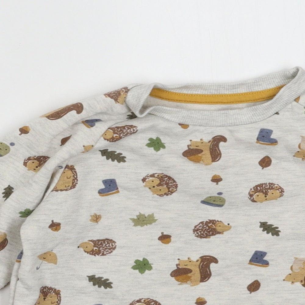 Primark Girls Grey Animal Print Cotton Pullover Jumper Size 24 Months  Pullover - Squirrel
