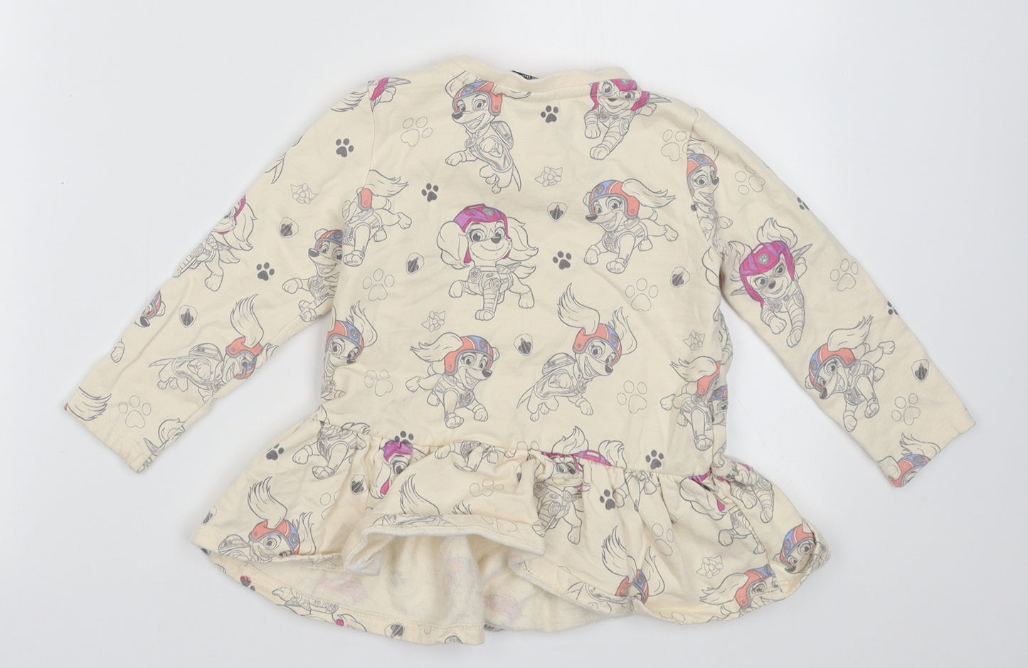George Girls Pink Geometric Cotton Jumper Dress  Size 2-3 Years  Crew Neck Pullover - Paw patrol