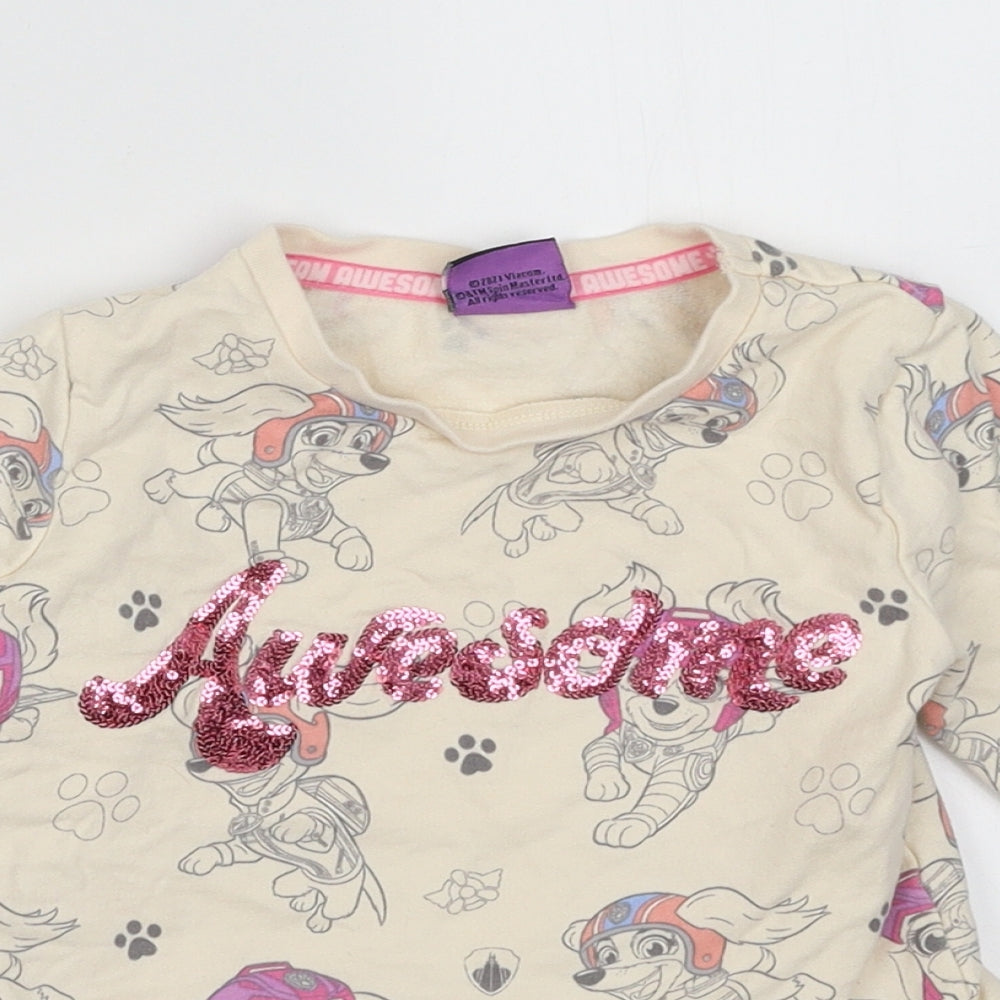 George Girls Pink Geometric Cotton Jumper Dress  Size 2-3 Years  Crew Neck Pullover - Paw patrol