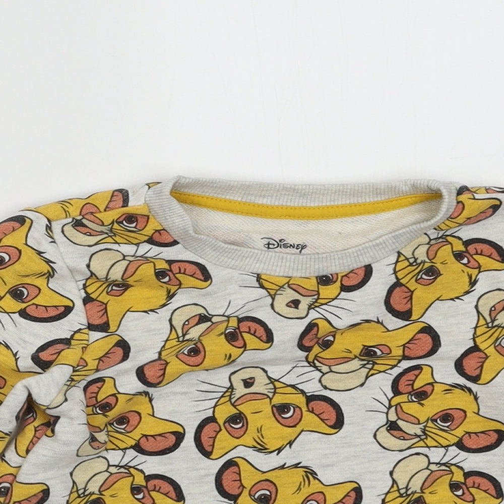 Primark Girls Grey Animal Print Cotton Pullover Jumper Size 24 Months  Pullover - the lion king
