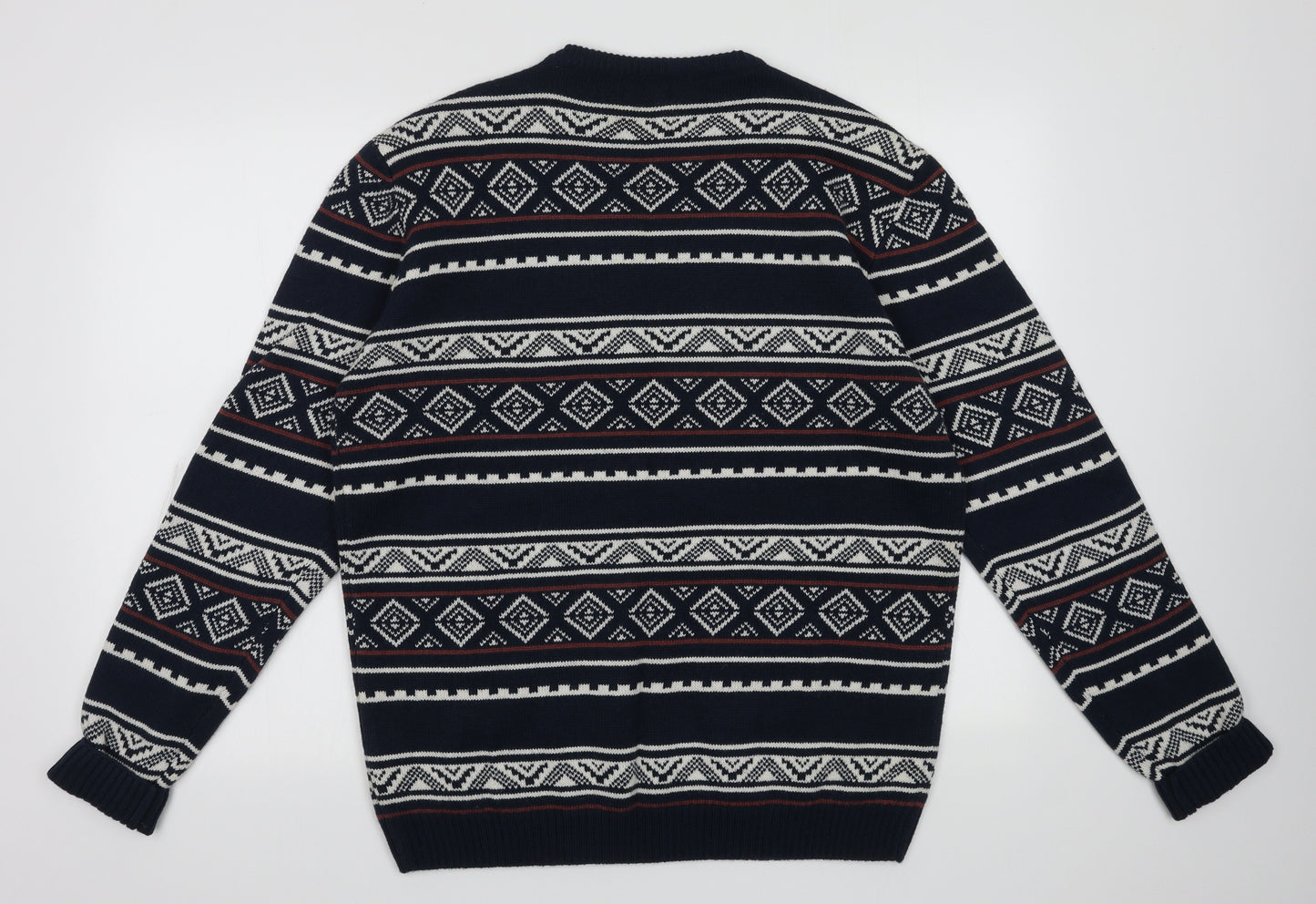 M&Co Mens Blue Geometric Acrylic Pullover Sweatshirt Size M