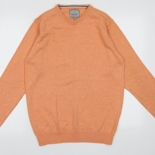 Morley Mens Orange Crew Neck  Cotton Pullover Jumper Size S