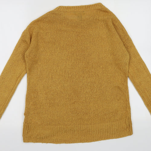 New Look Womens Yellow  Acrylic Pullover Sweatshirt Size S  Pullover