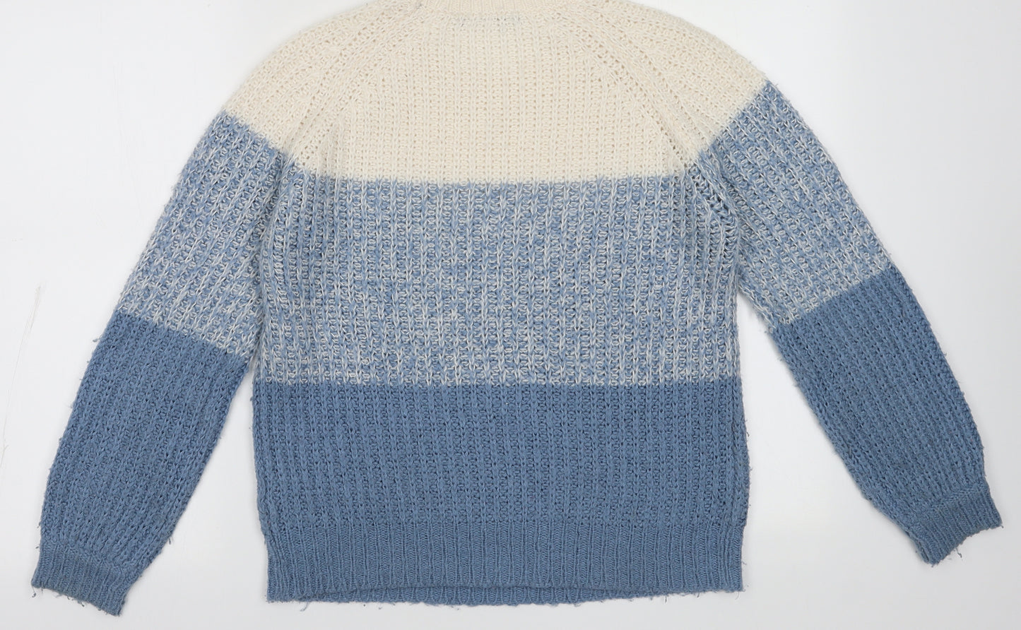 George Womens Blue Crew Neck Plaid Acrylic Pullover Jumper Size XS