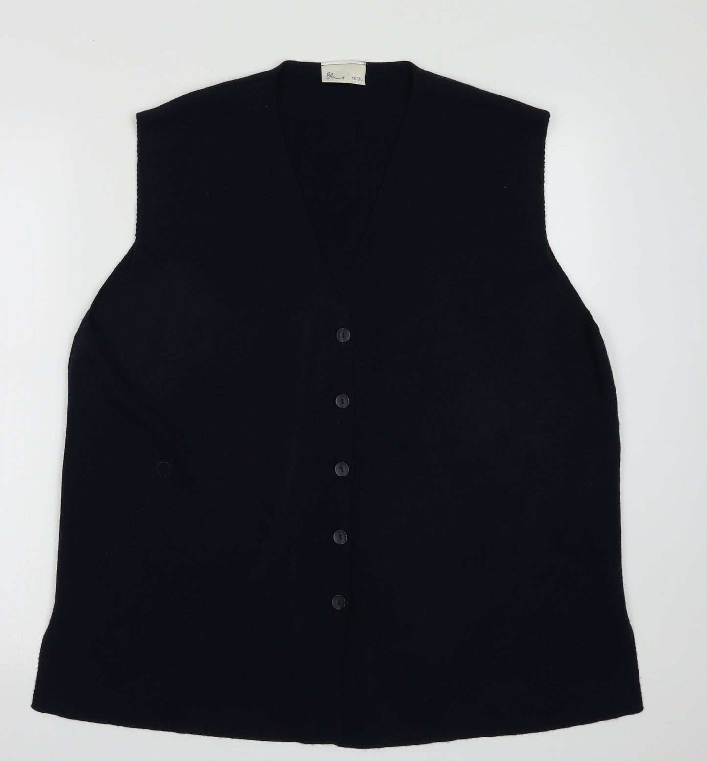BHS Womens Blue V-Neck  Acrylic Cardigan Jumper Size 20