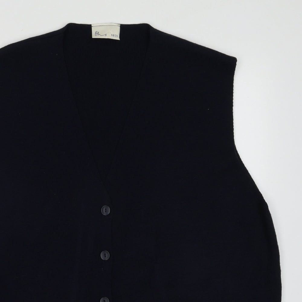 BHS Womens Blue V-Neck  Acrylic Cardigan Jumper Size 20