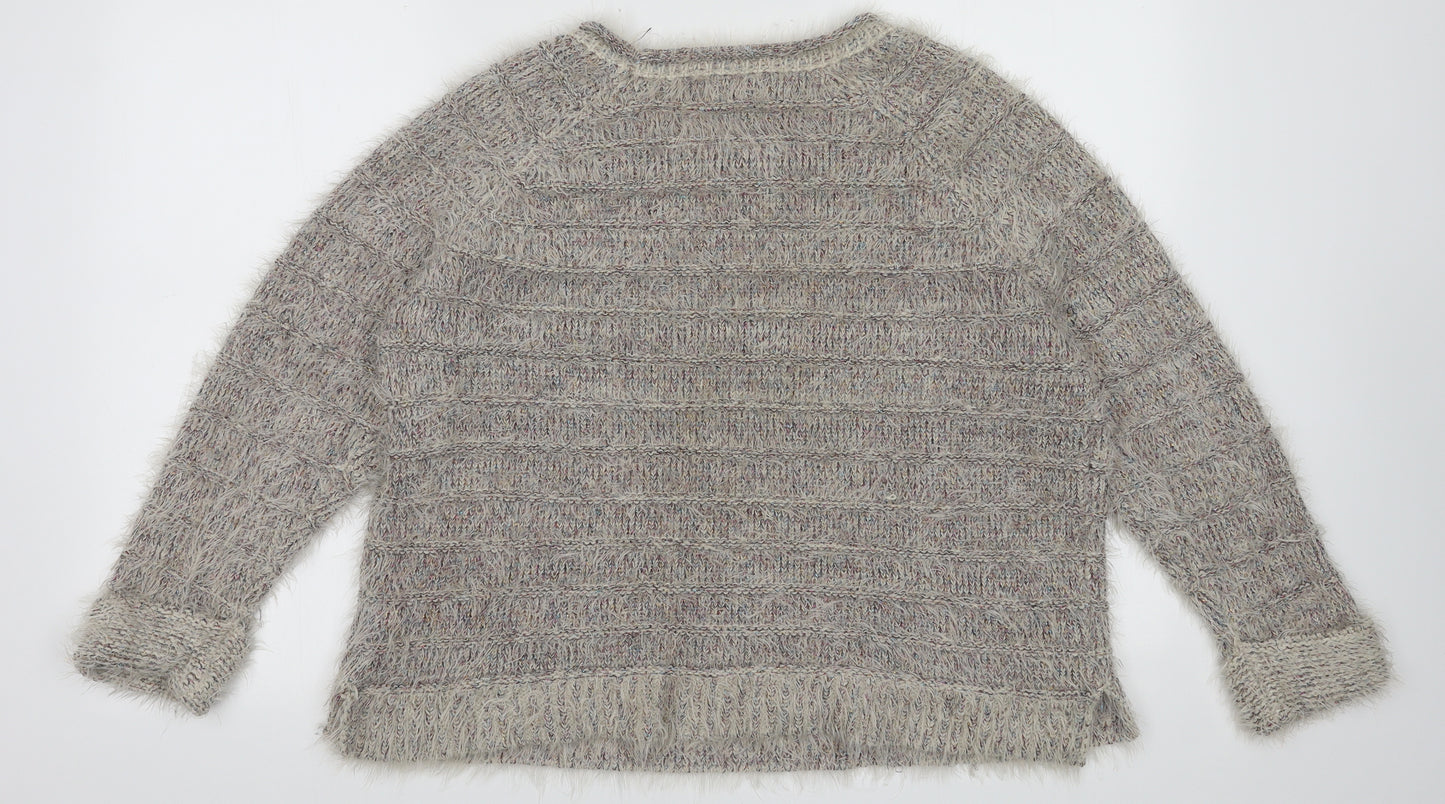 Marks and Spencer Womens Multicoloured Crew Neck  Acrylic Pullover Jumper Size 18