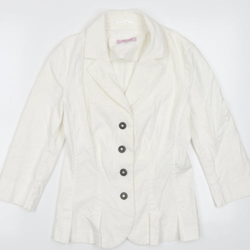 Marks and Spencer Womens White   Jacket Blazer Size 8  Button