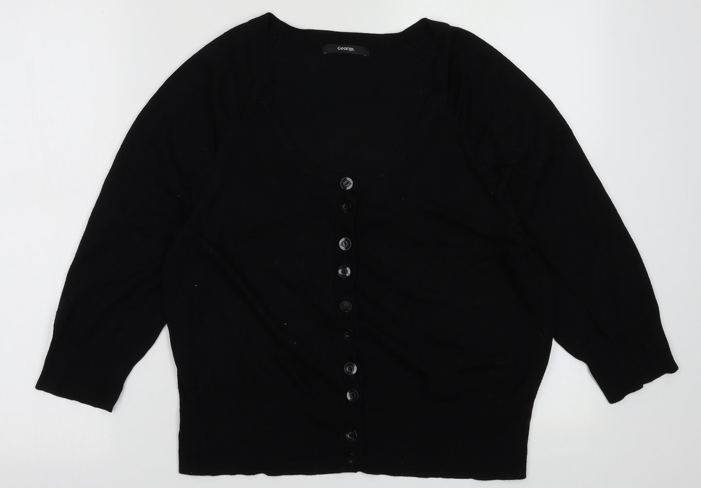 George Womens Black Collared  Viscose Cardigan Jumper Size 16