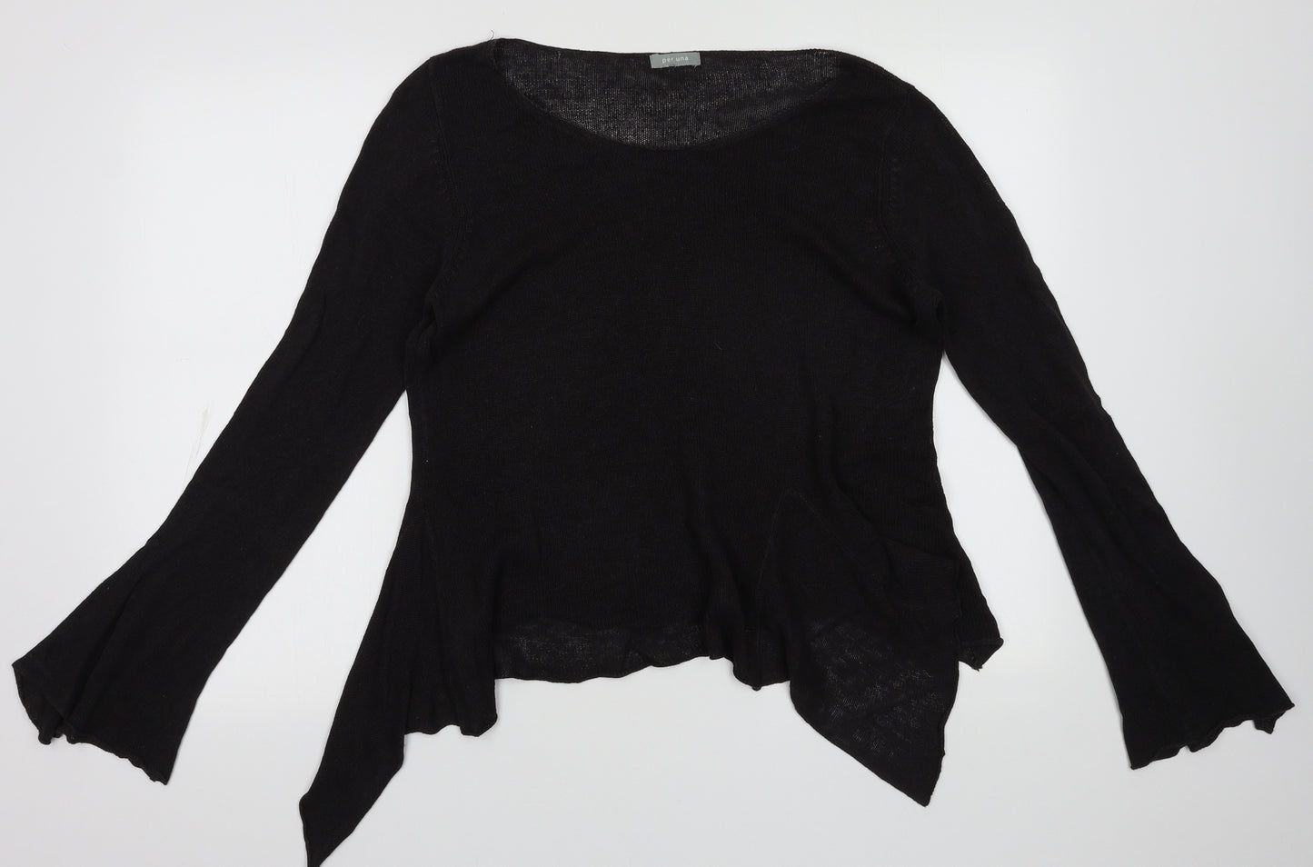 Marks and Spencer Womens Brown Boat Neck  Linen Pullover Jumper Size 16