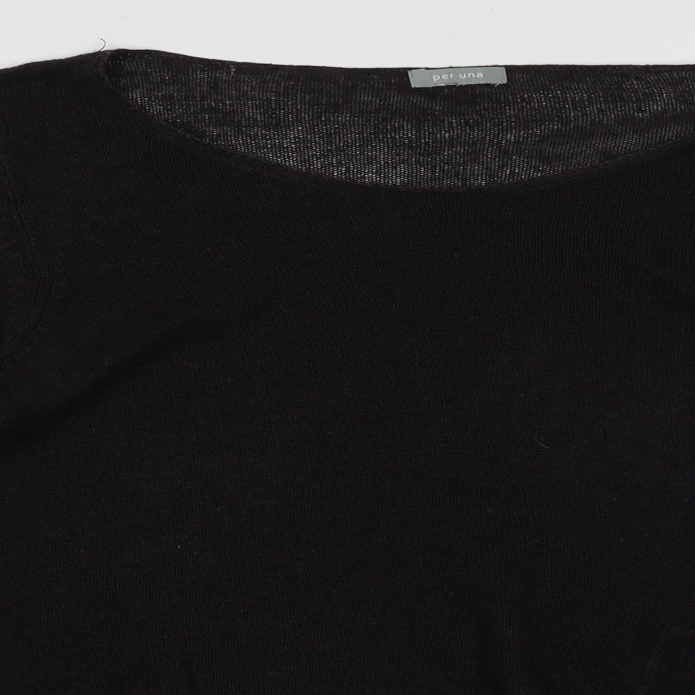 Marks and Spencer Womens Brown Boat Neck  Linen Pullover Jumper Size 16