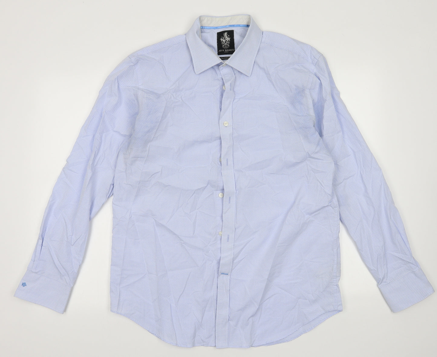 Debenhams Mens Blue Striped Cotton  Button-Up Size 16.5 Collared Button