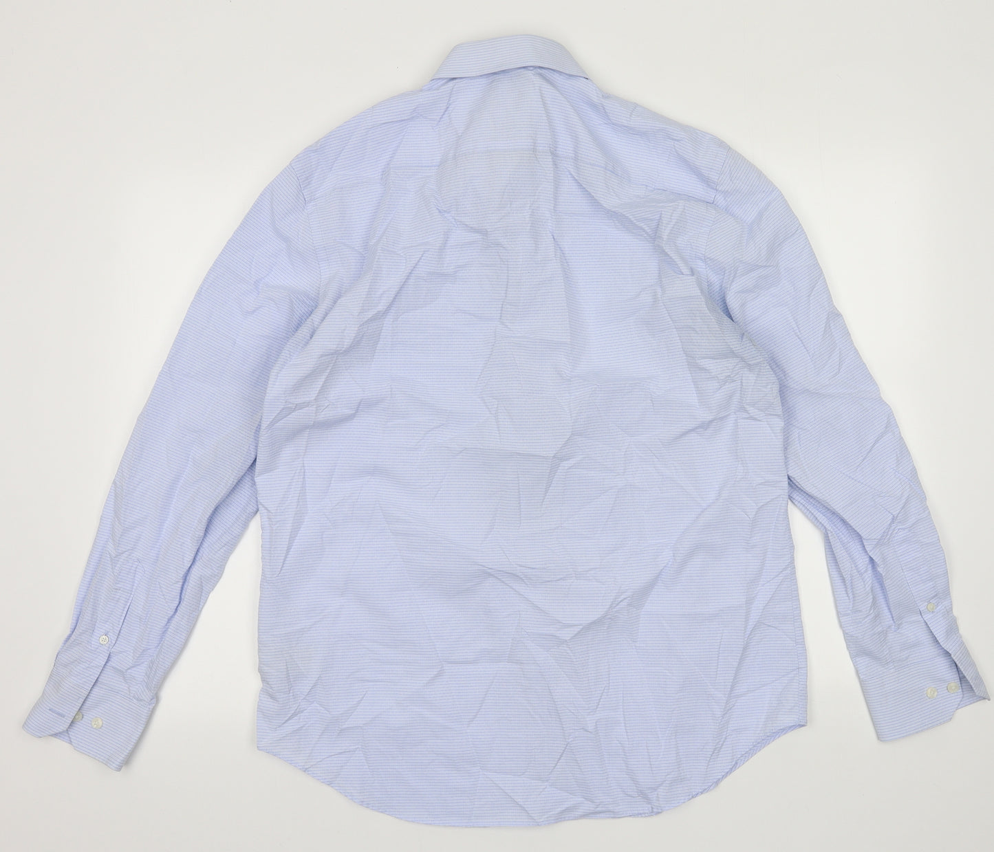 Debenhams Mens Blue Striped Cotton  Button-Up Size 16.5 Collared Button