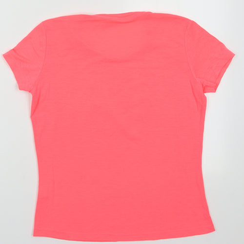Preworn Womens Pink  Polyester Basic T-Shirt Size S Crew Neck - heart print