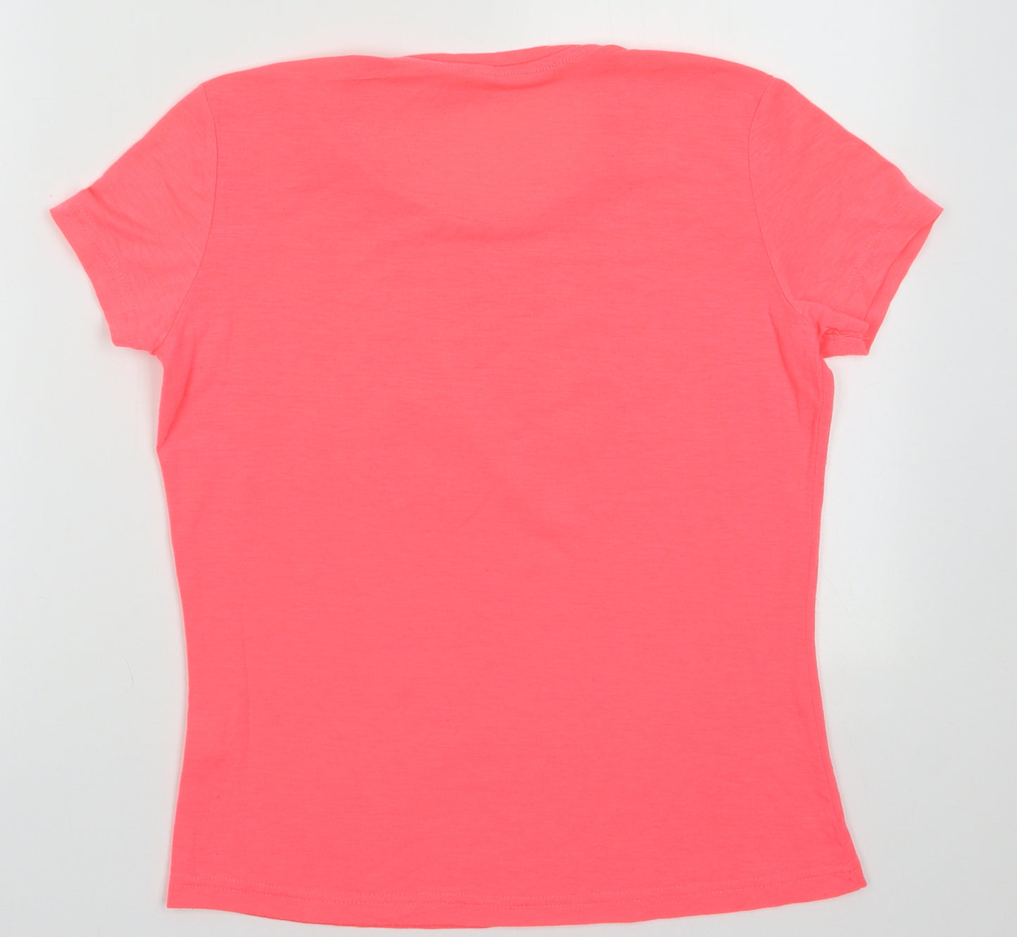 Preworn Womens Pink  Polyester Basic T-Shirt Size S Crew Neck - heart print