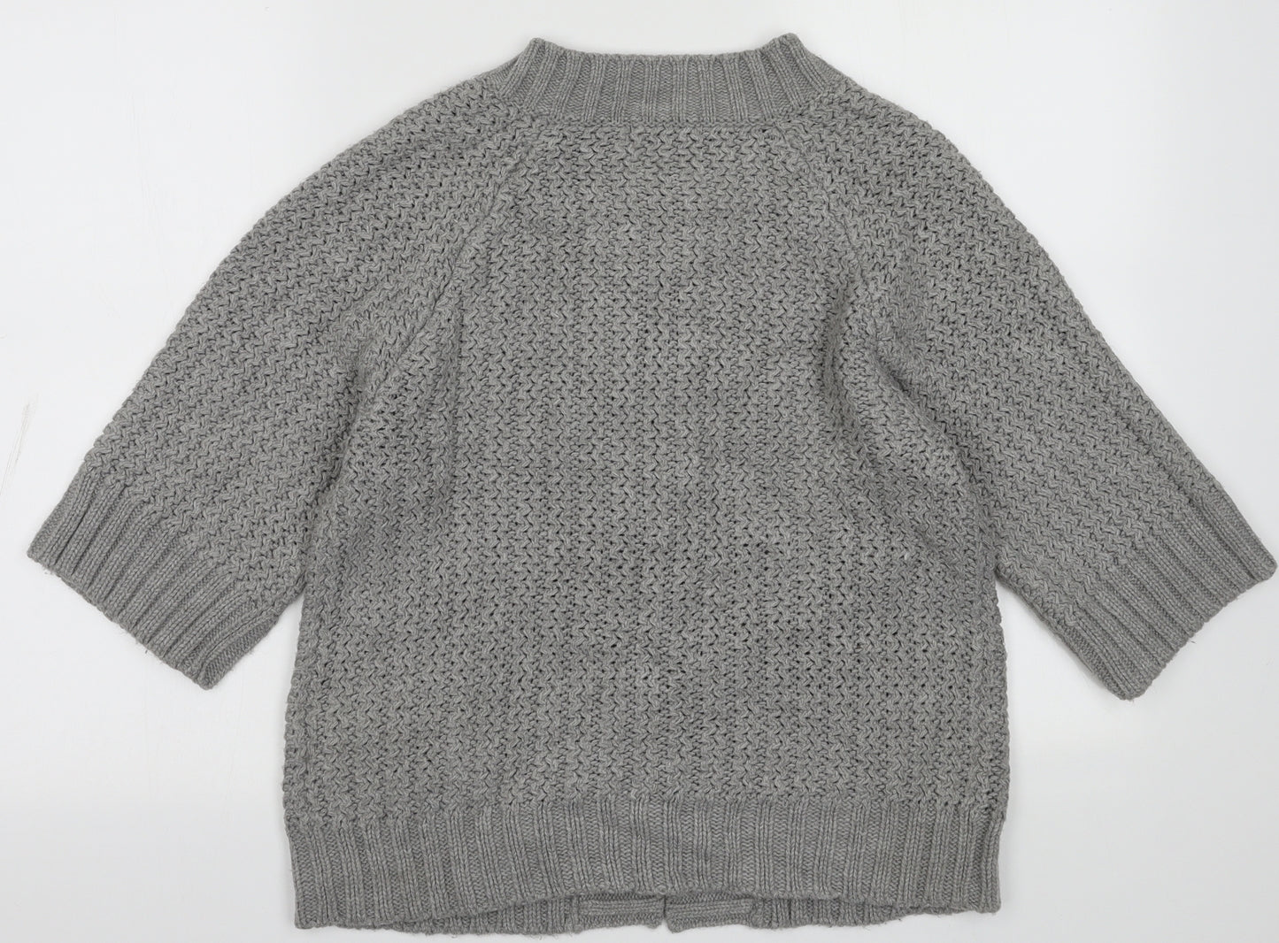 Heart &  Soul Womens Grey Crew Neck  Acrylic Cardigan Jumper Size 12