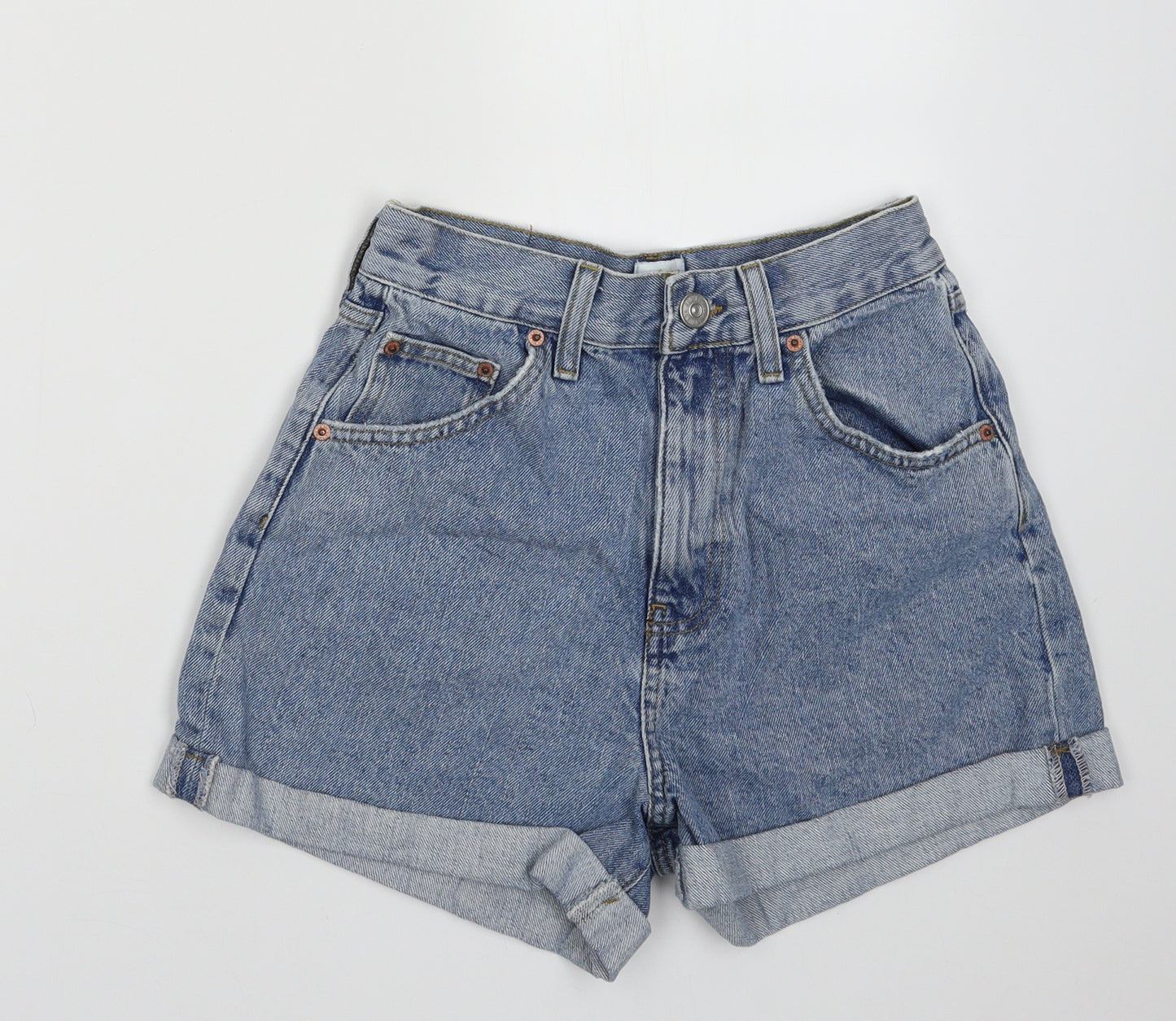 Urban Outfitters Womens Blue  Cotton Mom Shorts Size 26 L4 in Regular Button