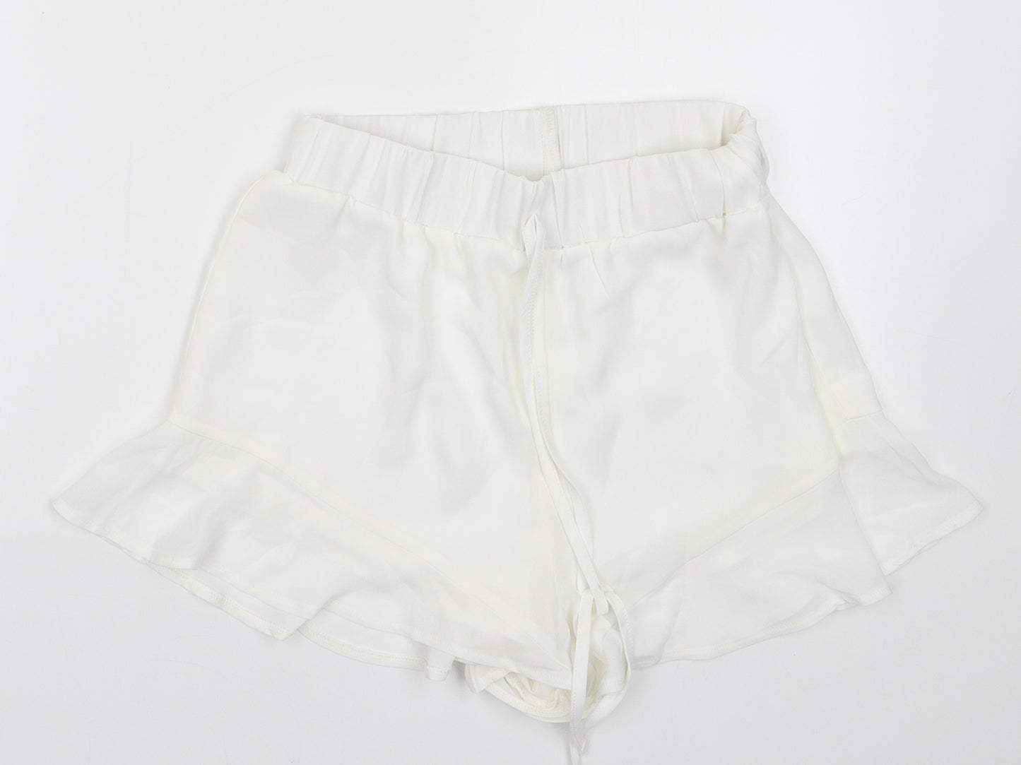 as you Womens White  Polyester Paperbag Shorts Size 8 L4 in Regular Tie