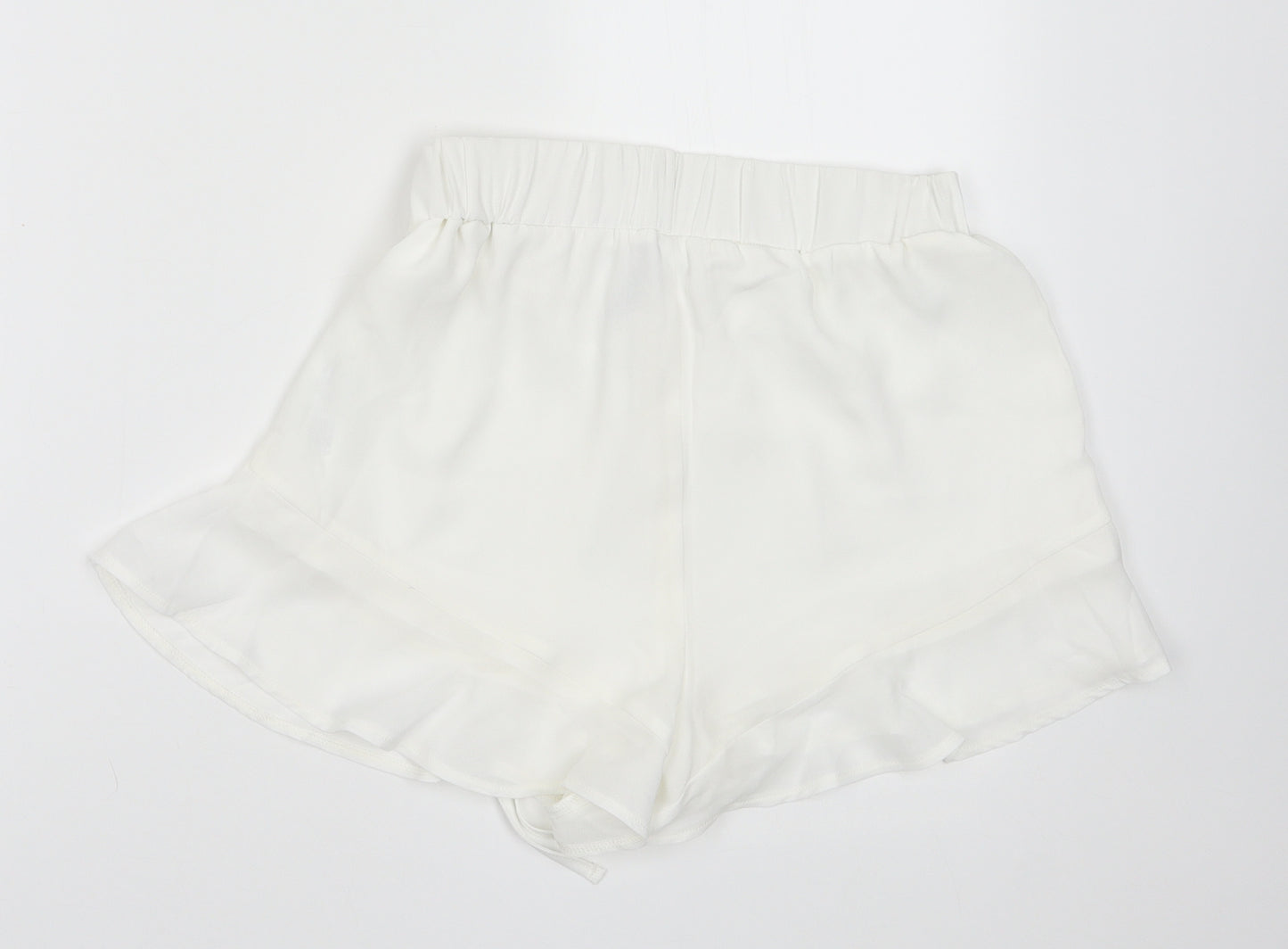as you Womens White  Polyester Paperbag Shorts Size 8 L4 in Regular Tie