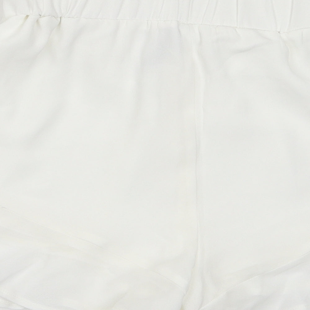 as you Womens White  Polyester Paperbag Shorts Size 8 L4 in Regular Tie