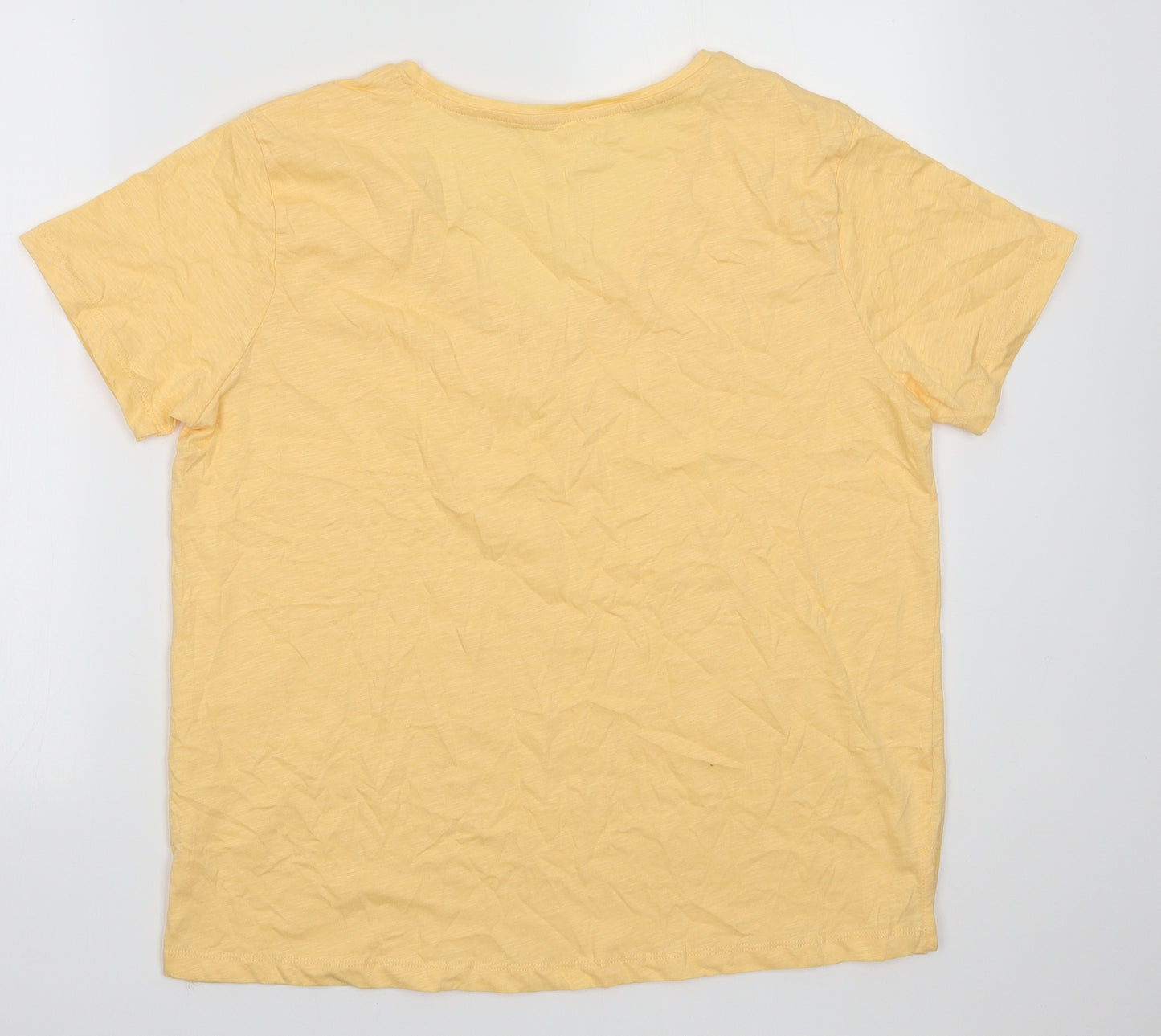 Preworn Womens Orange  Cotton Basic T-Shirt Size 14 V-Neck