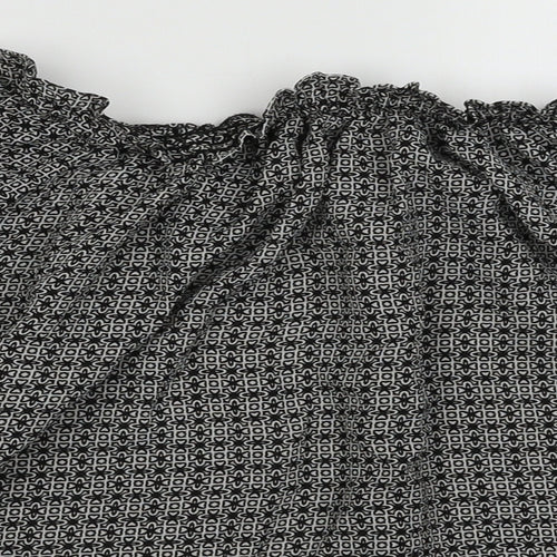 Primark Womens Black Geometric Polyester Basic Blouse Size 8 Off the Shoulder
