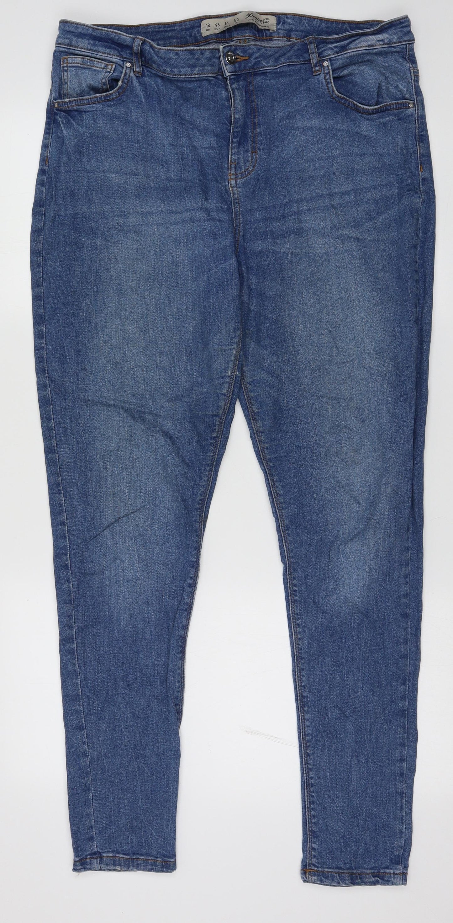 Primark Womens Blue  Cotton Skinny Jeans Size 18 L32 in Regular Button