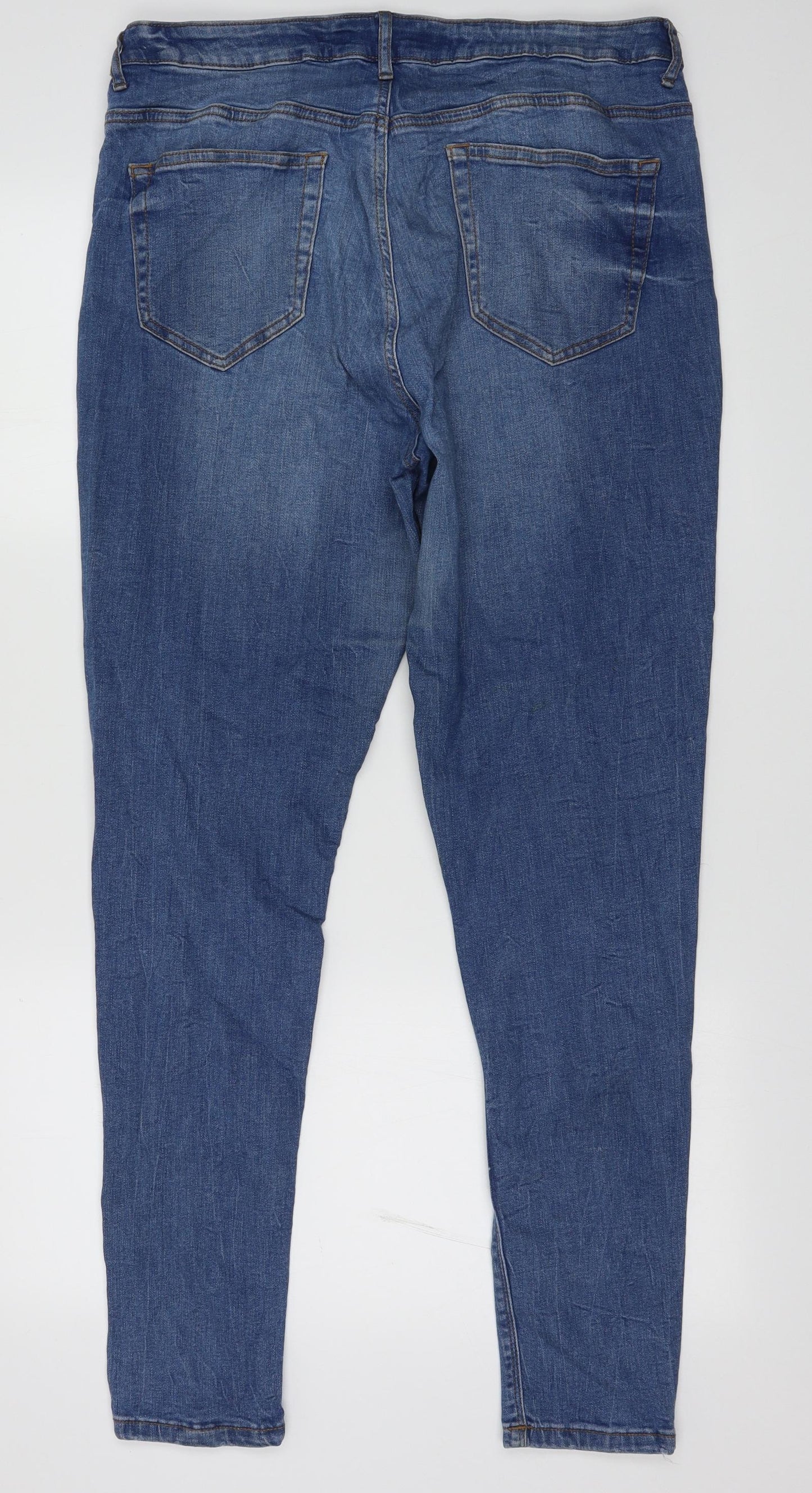 Primark Womens Blue  Cotton Skinny Jeans Size 18 L32 in Regular Button