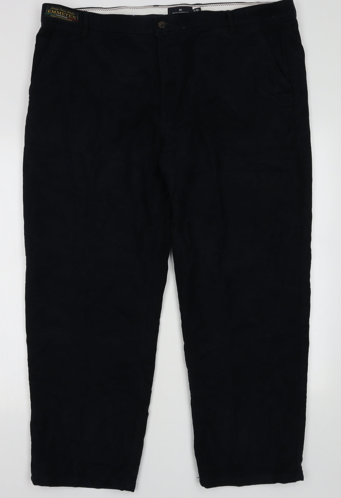 Marks and Spencer Mens Blue  Cotton Trousers  Size 44 L29 in Regular Button